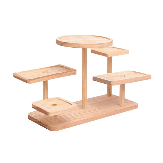 Display Riser Desktop Cabinet Organizer Wood Display Stand Shelf for Dolls Collection Flower Pot Dessert Cupcake Party,1 * Wooden Display Rack