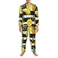 thumbnail image 3 of Naloa Orange and Lemon Men’s Pajamas Set - Long Sleeve Button Down Sleep Shirt and Pajama Bottoms Sleepwear Set-Small, 3 of 7