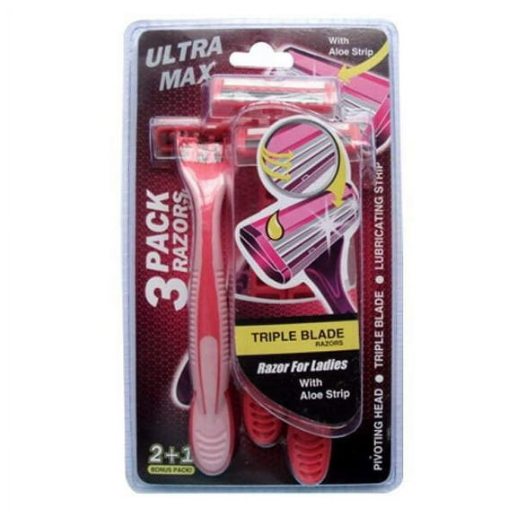 Ultra Max Women's Triple Blade Razors With Aloe Strip, 3 Pack