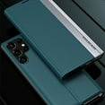 thumbnail image 4 of Phone Cover Compatible with Samsung Galaxy S24 Ultra Magnetic Plating Leather Flip Case + PC Smart Full Body Protective Shell Stand Holder Cover Compatible with Samsung Galaxy S24 Ultra,Cyanblue, 4 of 9