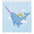 thumbnail image 3 of Ambesonne Narwhal Shower Curtain, Flying Whale, 69"Wx84"L, Multicolor, 3 of 3