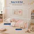 thumbnail image 3 of Miniyam Full Size Canopy FloorBed with Guardrails for Kids and Teens, White, 3 of 7