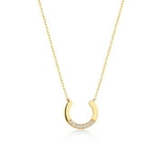 Gelin 0.02 ct Diamond Horseshoe Pendant Necklace in 14K Solid Gold for Women