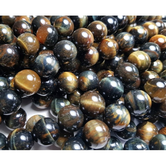 8mm Blue/Yellow Tiger Eye Round Beads Genuine Gemstone Natural Jewelry Making
