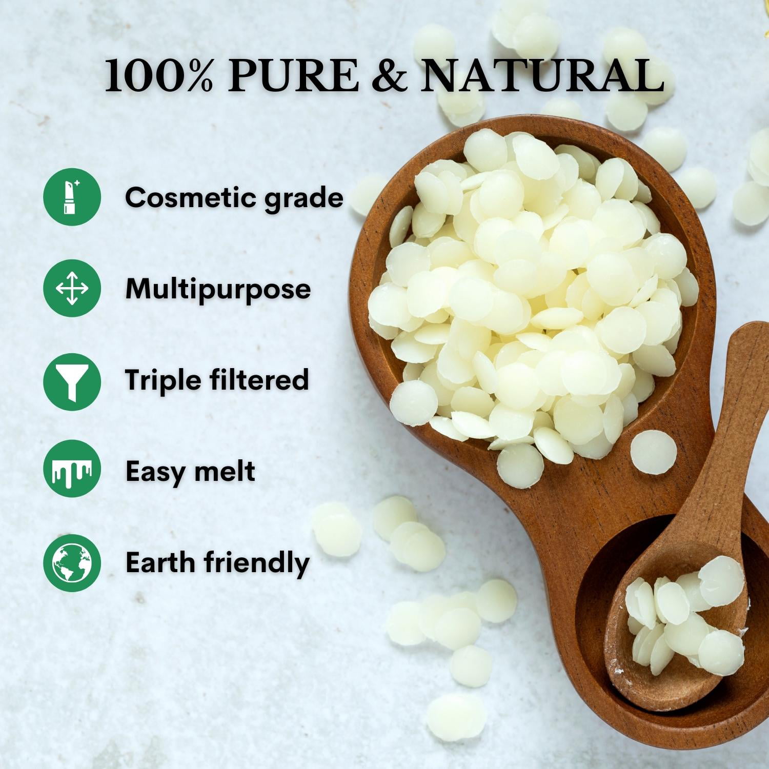 Purime Organic Beeswax Pellets 1lb, USDA Certified Pure White for Candle and Lotion Making, Food Grade Beeswax for Candle Making, Beeswax Pastilles