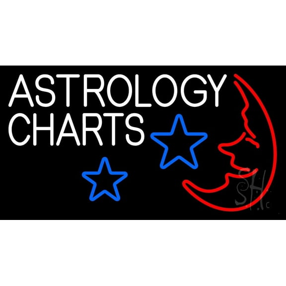Astrology Charts LED Neon Sign 20" Tall x 37" Wide - inches Black Square Cut Acrylic Backing, with Dimmer - Bright and Premium built indoor LED Neon Sign for Storefront.