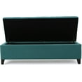 thumbnail image 6 of Mission Fabric Storage Ottoman, Dark Teal Dimensions: 19.25”D x 50.75”W x 16.25”H, 6 of 8