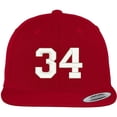 thumbnail image 1 of Trendy Apparel Shop Number 34 Collegiate Varsity Font Embroidered Flat Bill Snapback Cap, 1 of 2