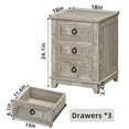 thumbnail image 3 of Joaxswe Farmhouse Nightstand with 3 Drawers, Wood Bedside Table Night Stand, Wide Sofa Side End Table for Living Room, Bedroom, Grey Oak, 3 of 9