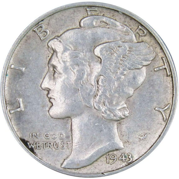 1943 Mercury Dime AU About Uncirculated 90% Silver 10c US Coin Collectible