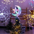 thumbnail image 3 of Luna estrella forma árbol de Navidad decoración superior luces 3D hueco plata brillante árbol de Navidad decoración operado por batería colorido, 3 of 5