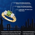 thumbnail image 2 of Gem Stone King 18K Yellow Gold Plated Silver Green Peridot and White Moissanite Filigree Style 3 Stone Ring for Women (2.42 Cttw, Oval 8X6MM and 6X4MM) (Size 8), 2 of 6