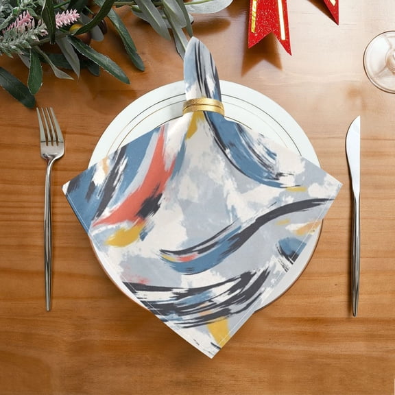 1 Pack 20'' x20" Satin Table Napkins Dinner Napkins for wedding Party Decoration events Gray Brush Strokes