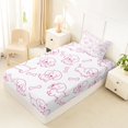 thumbnail image 5 of Manfei Kawaii Dachshund Twin Sheets, Simple Bone Print Bedding, White Magenta, 3-Piece, 1 Flat Sheet, 1 Fitted Sheet and 1 Pillowcase, 5 of 6