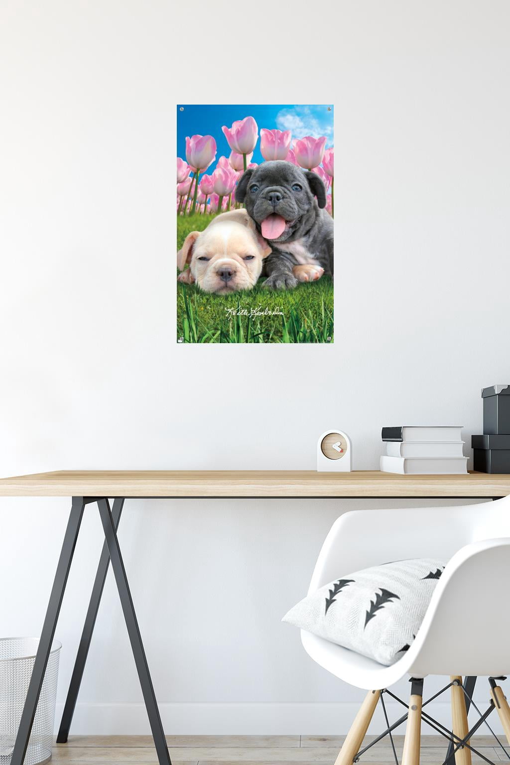 Keith Kimberlin - Bulldog Puppies Wall Poster with Pushpins, 14.725" x 22.375"