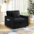 thumbnail image 2 of Lunale 4-in-1 Convertible Sleeper Sofa Chair Bed for Adult, Lounge Chair Indoor, Modern Single Couch for Living Room, Small Spaces, Black Velvet, 2 of 10