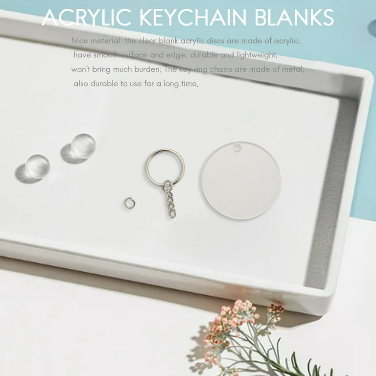 Clear Round Acrylic Blanks With Silver Tone Keyring Chains, Transparent  Circle Discs Set, Split Ring Keyring, Keyring Blanks, Acrylic Blank 