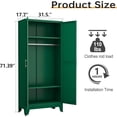 thumbnail image 3 of Metal Armoire Wardrobe Closet with Hanging Rod, Clothing Storage Cabinet with Adjustable Shelves for Laundry Room, Bedroom, Home Office, Bathroom, 3 of 9