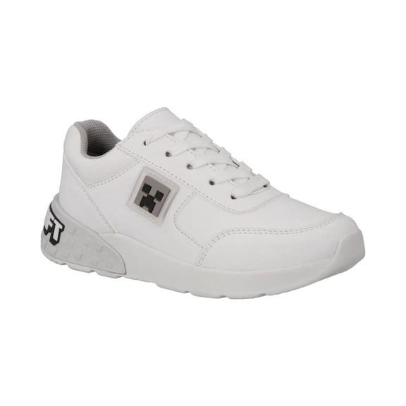Tenis Niño Minecraft Comodos Escolares Casuales Agujetas Suela Baja blanco 20.5