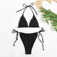 thumbnail image 6 of REORIAFEE Women Bikini Bathing Suit Swimsuit Swim Retro Bikini High Waist Lace Up Bikini Backless Split Top Swimsuit Black S, 6 of 7
