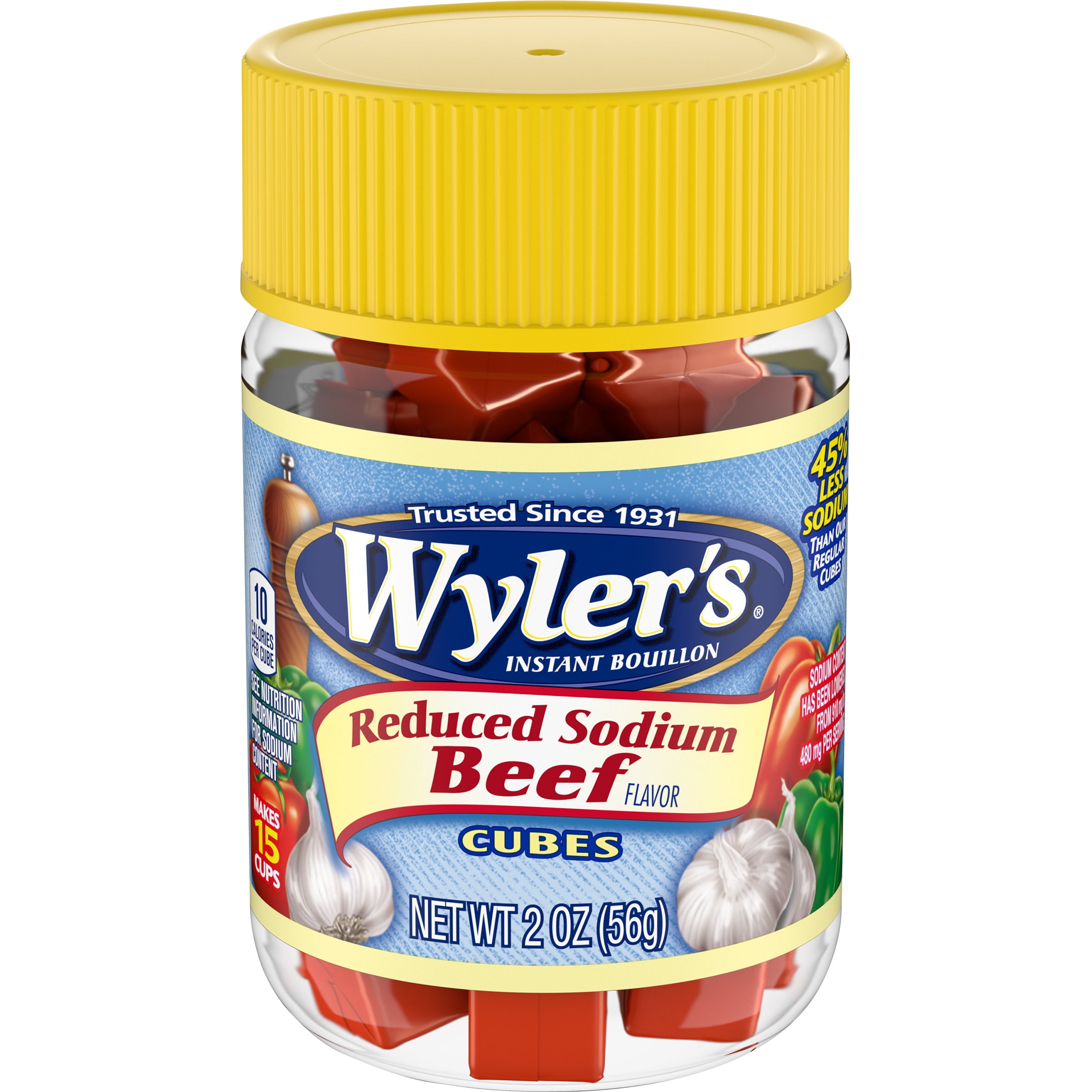 Wyler's Instant Bouillon Beef Flavored Cubes with Reduced Sodium, 2 oz
