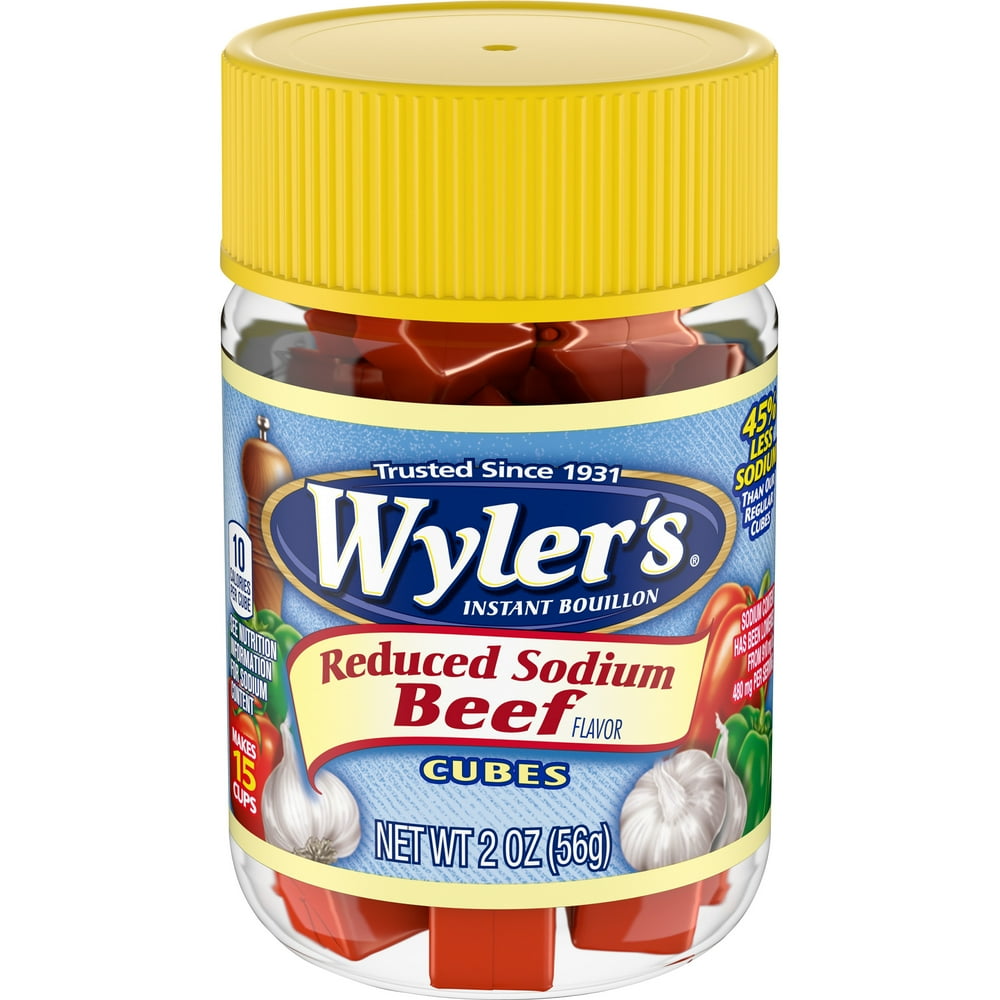Wyler's Instant Bouillon Beef Cubes Reduced Sodium, 2 oz Jar Walmart