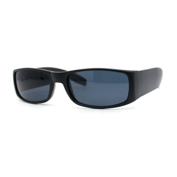 Mens Narrow Rectangle All Black Iconic Mad Dog Gangster Plastic Sunglasses Matte Black - Black