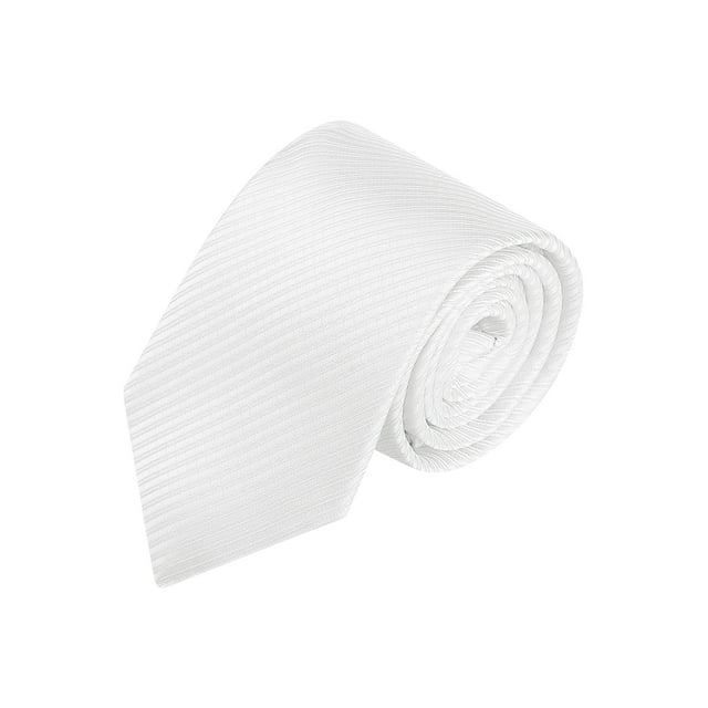 CORBATA DE HOMBRE DE COLOR SÓLIDO CON RAYAS ESTRECHAS INSPIRADORAS PARA GRADUACIÓN TRAJE FORMAL BLANCA