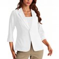 thumbnail image 5 of Bzhegqhd Women's Deep V Neck Blazer Jacket 3/4 Sleeve Button Front Slim Fit office Casual Suit Coat with Pockets, 5 of 5
