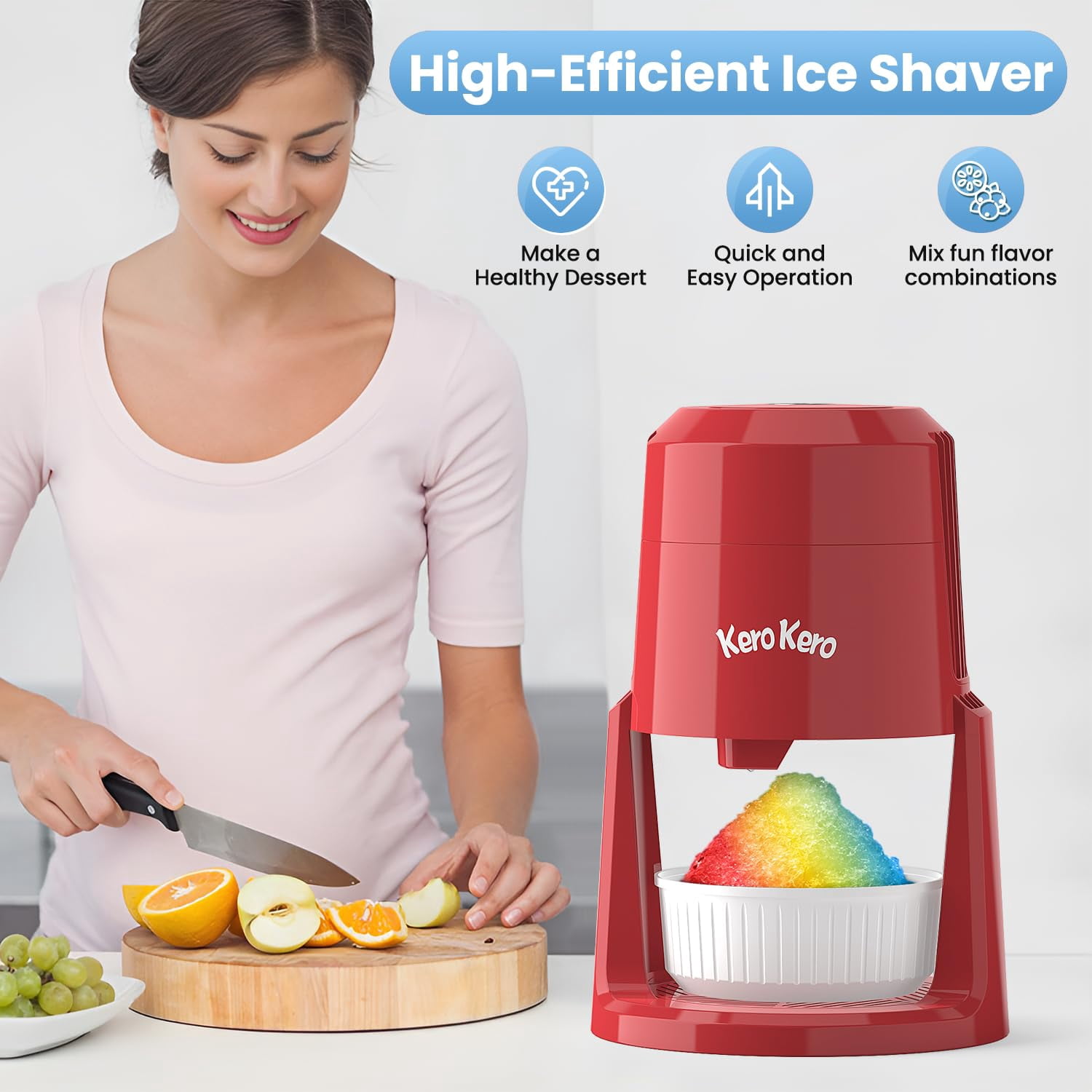 Professional Shaved Ice : RX03 Electric Snow Cone Maker & ICEE  for Home, 60W Power, 120V  Voltage, Create Fluffy Ice Snow Cones, Slushies and  Treats-Red