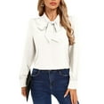thumbnail image 6 of Long Sleeve Shirts for Women Elegant Tie Neck Blouse Long Sleeve Soft Tunic Top with Bow Detail Outfits Modern, 6 of 8