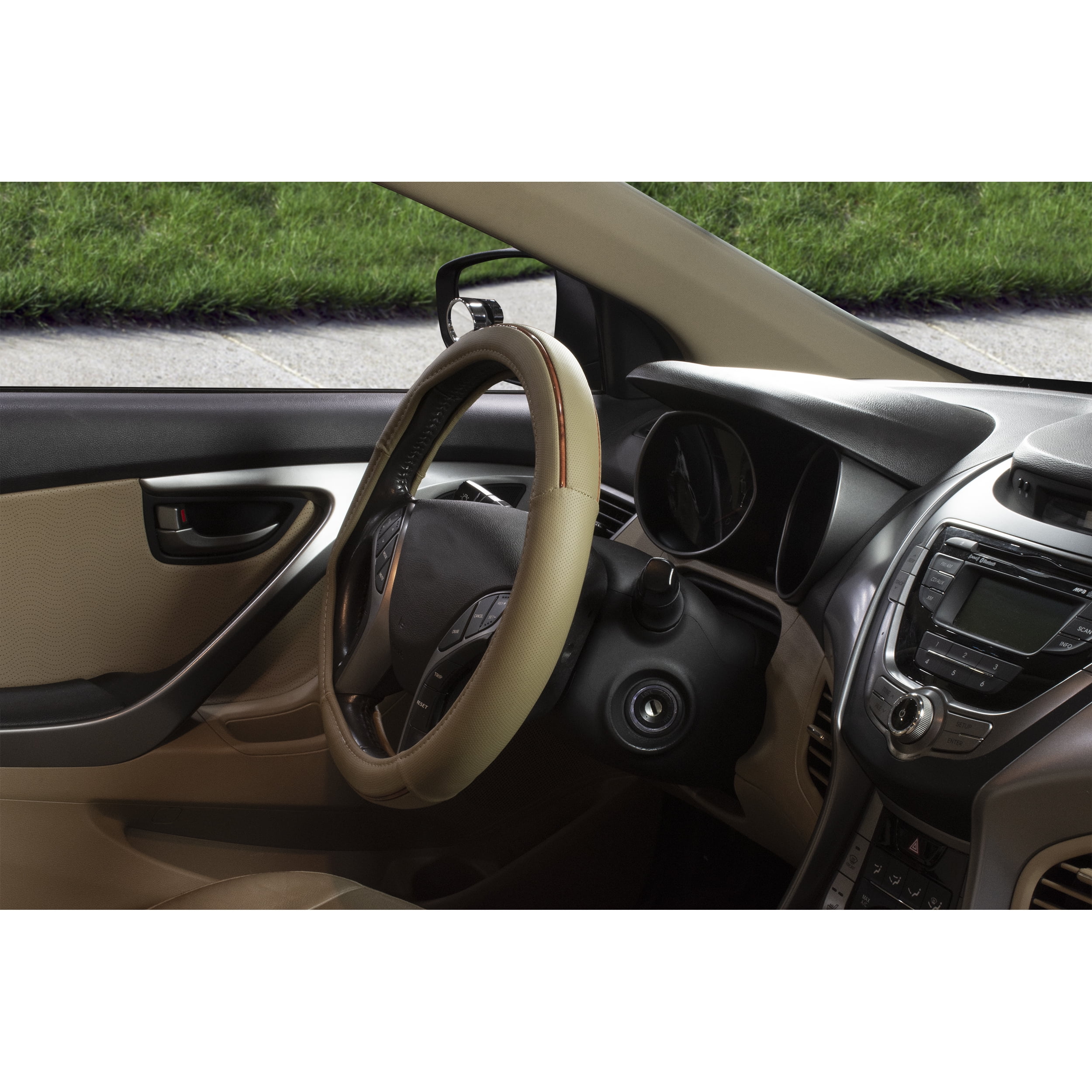 Auto Drive Tan Burl Wood Steering Wheel Cover
