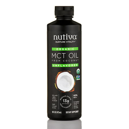 Nutiva Organic MCT Oil with Caprylic and Capric Acids from non-GMO, USDA Certified Organic Fresh Coconuts, 16-Fluid