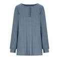 thumbnail image 6 of HongQid Womens Ribbed Knit Sweater Long Sleeve Fall Pullover Shirts Casual V Neck Tunic Tops with Button, 6 of 8