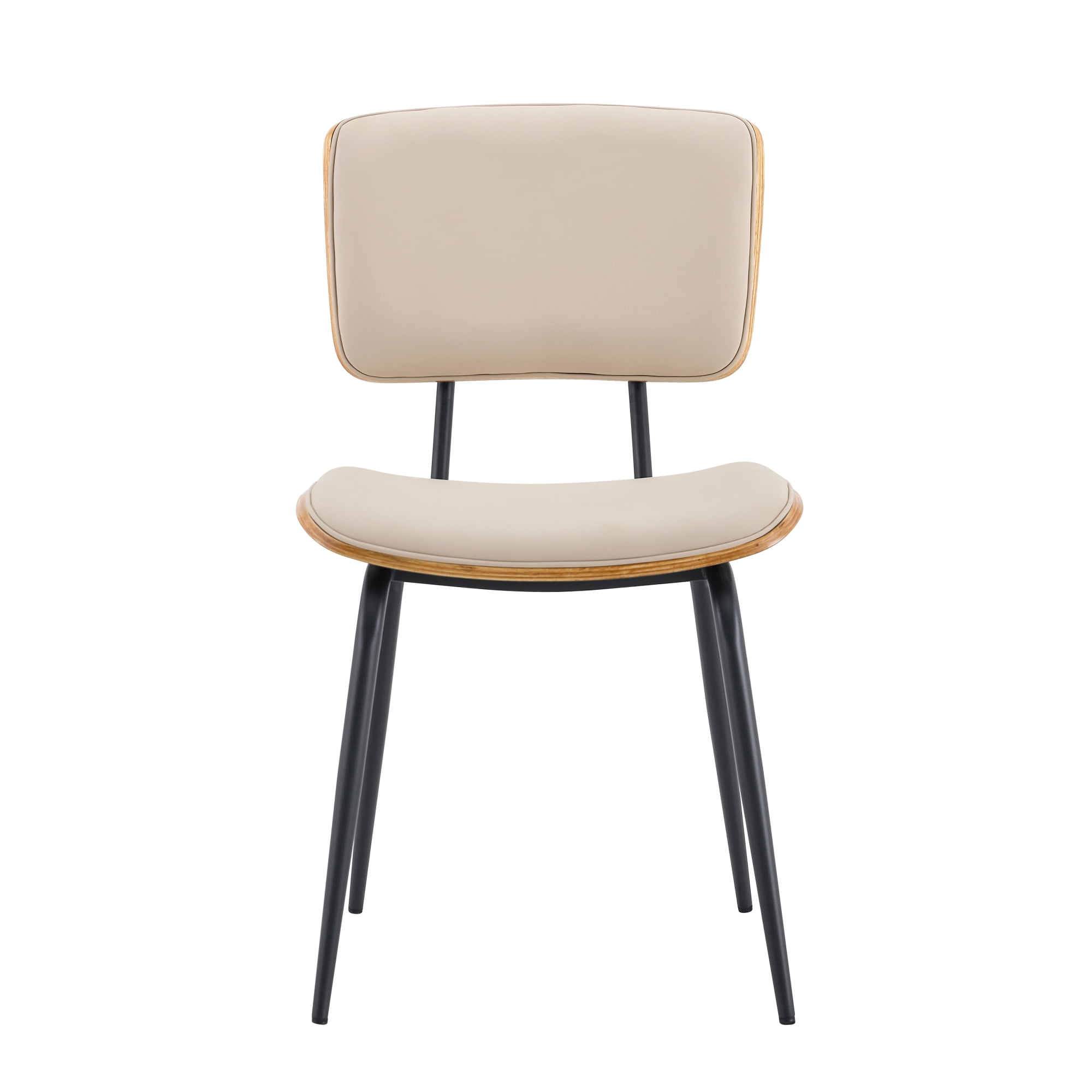 Leumius Dining Chairs Set of 2, Premium Faux Leather Upholstered Dining Room Chairs, High-Resilience Sponge Cushion, Sticker Craft Backrest, Metal Legs with Spray Coating Finish for Dining Room White