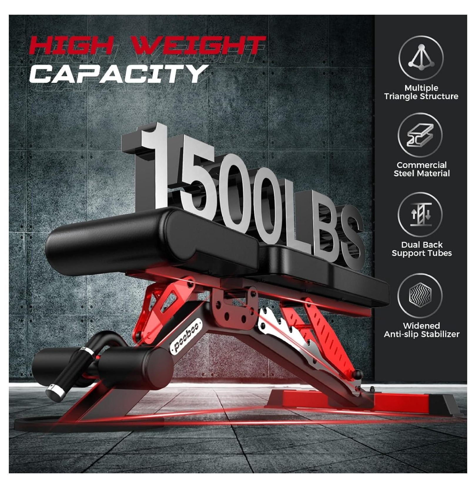 Adjustable Weight , Heavy Duty 1500LBS Capacity, 8 Positions Workout Press for Home Gym - Strength Training Bench
