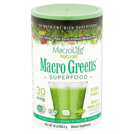 MacroLife Naturals Macro Greens Superfood Powder, 10.0