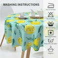 thumbnail image 6 of Yellow Lemon Tablecloth Round 60 Inch Teal Leaves Summer Tablecloth Waterproof Wrinkle Free Lemonade Tablecloth Kitchen Circle Table Cloth Cover Mat for Party Dinning Tabletop Wedding Home Decor, 6 of 6