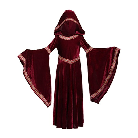 Vestido medieval de Halloween para niña, disfraz con capa, disfraz gótico, capa con capucha sombría para M 130cm a 140cm Yuyangstore vestido de halloween