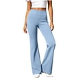 thumbnail image 3 of UKHCCC Plus Size Women's Yoga Pants Flared with Pockets High Waisted Solid Trousers Casual Workout Lounge Bootcut Stretchy Cotton Soft Comfortable Daily Activewear S-2XL, 3 of 9