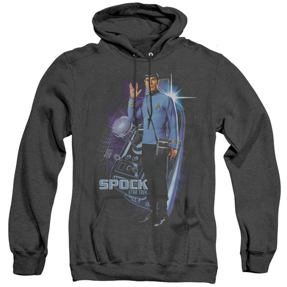 Star Trek Galactic Spock Adult Heather Hoodie Sweatshirt Black