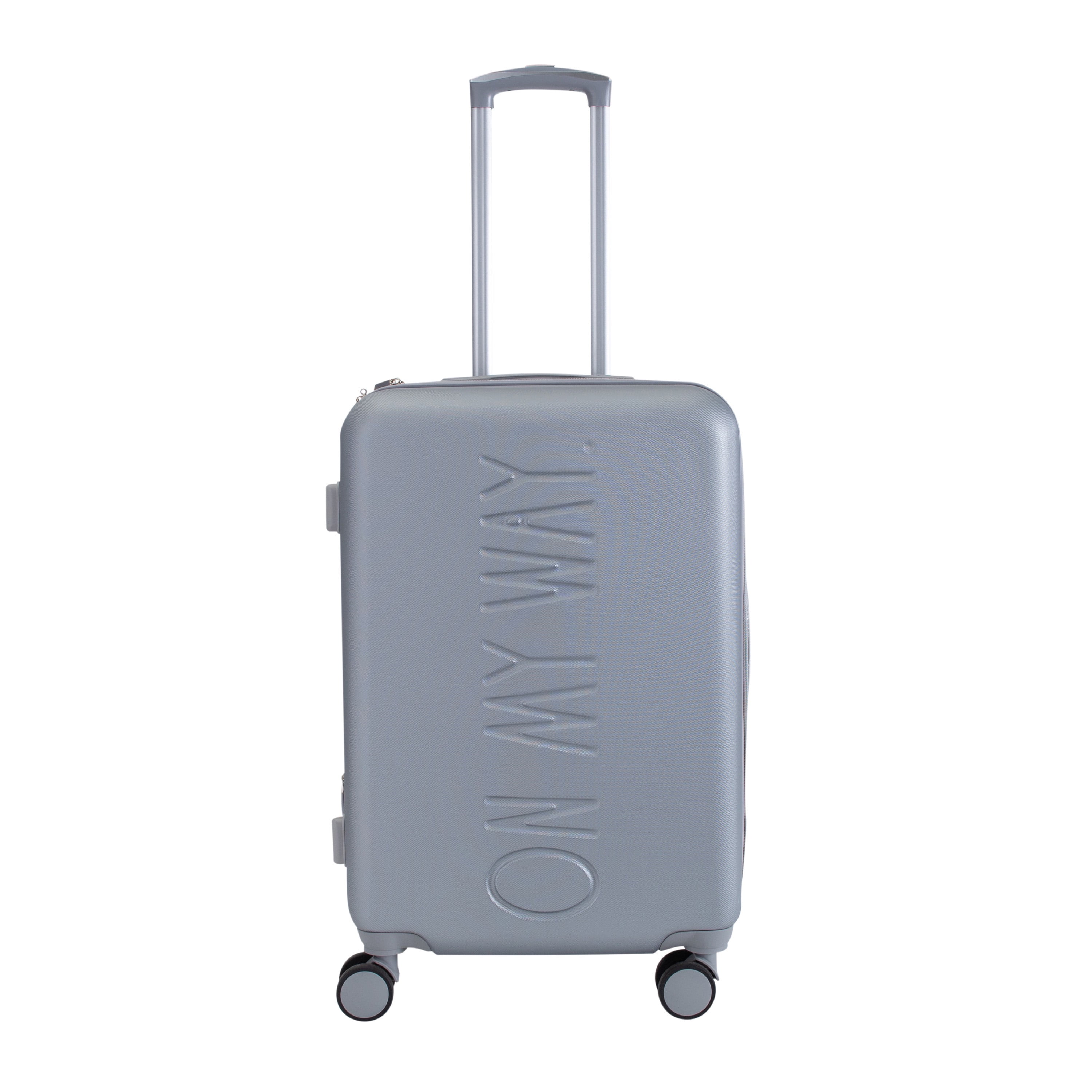 Rae Dunn 3 Piece Debossed Expandable Rolling Luggage Set in Grey