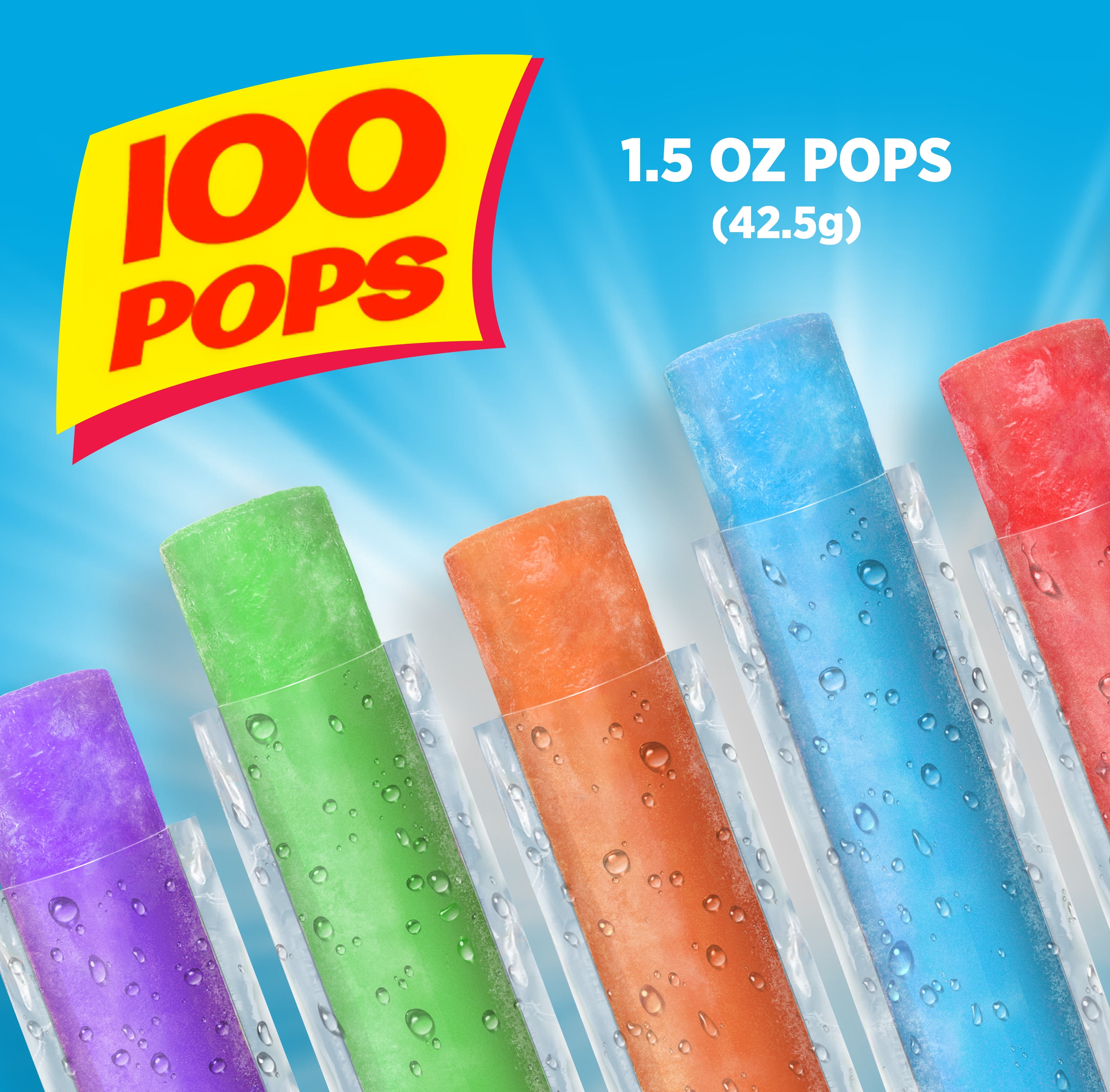 6 Fruity Flavors Freeze Pops, 1.5 100 Count -