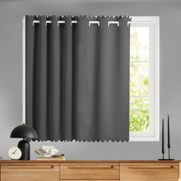 Cortina opaca Deconovo Laser Wave gris: ideal para dormitorio, sala de estar y habitación infantil. Bolsillo para varilla con ojales. 1 panel de 140 cm de ancho x 50 cm de largo.