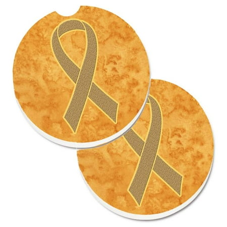 

Peach Ribbon for Uterine Cancer Awareness Set of 2 Cup Holder Car Coaster
