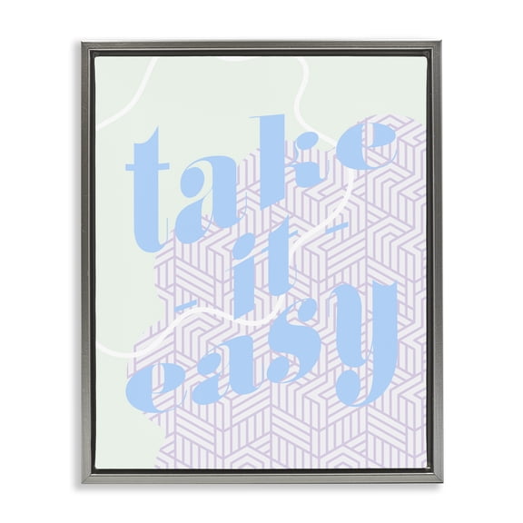 Stupell Industries Contemporary Take It Easy Pastel Geometric Gray Floating Frame Canvas Art, 25 x 31, by Lil' Rue