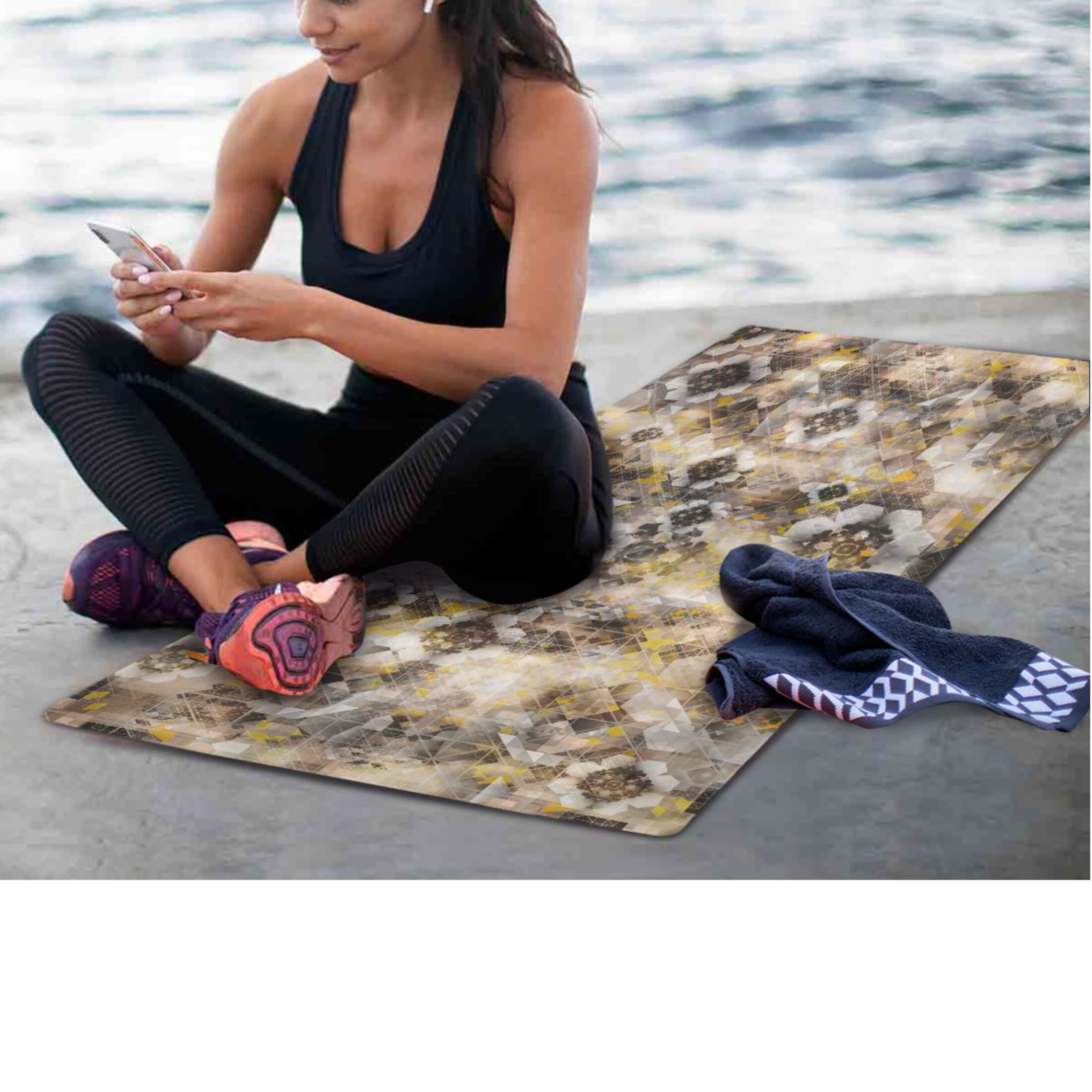 BZSMCE Yoga Mat Women Fitness Mat Glam Mosaic Pattern