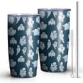thumbnail image 2 of 20oz Tumblers Dark Blue Halloween Ghosts Stainless Steel Vacuum Insulated Double Wall Travel Tumbler Cups Mug with Lid and Straw,Cleaning Brush for Cold & Hot Drinks, 2 of 7