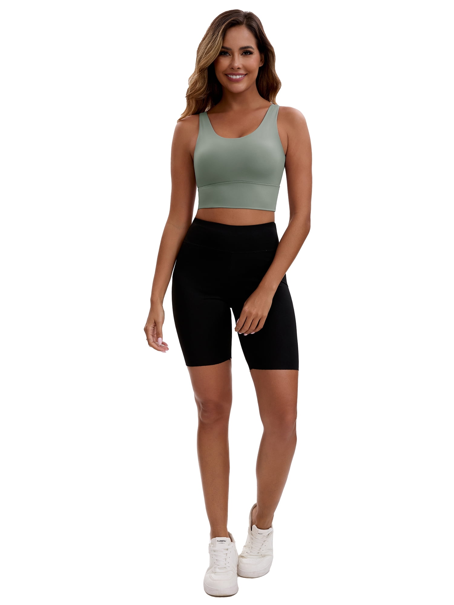 Unique Bargains Women's V Back Wide Straps Sports Bra S Gray