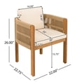 thumbnail image 4 of Christopher Knight Home 5-Piece Outdoor Dining Set with 63" Wood Table, 4 Rope Back Patio Chairs, Beige Cushion, 4 of 14